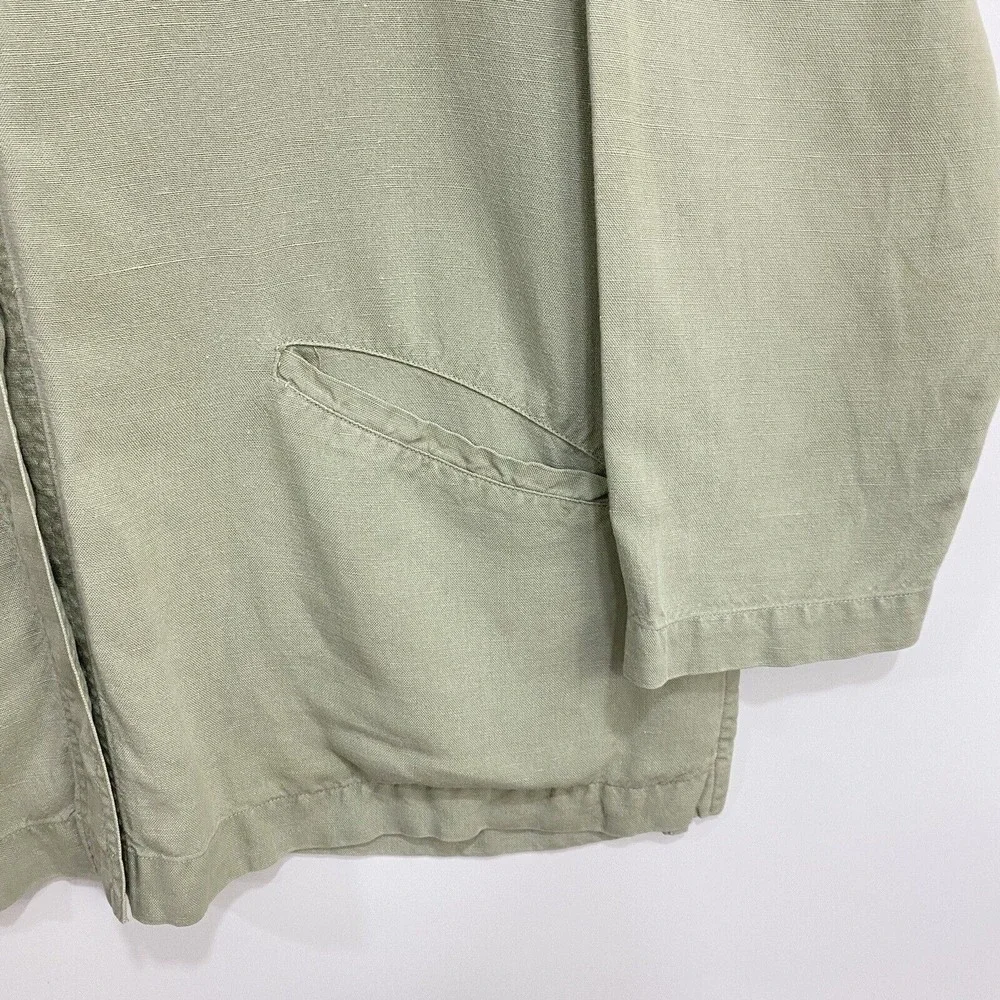 Chico's Design Jacket Womens 3 Green Tencel Linen Button Utility Shirt Top XL - Picture 5 of 12
